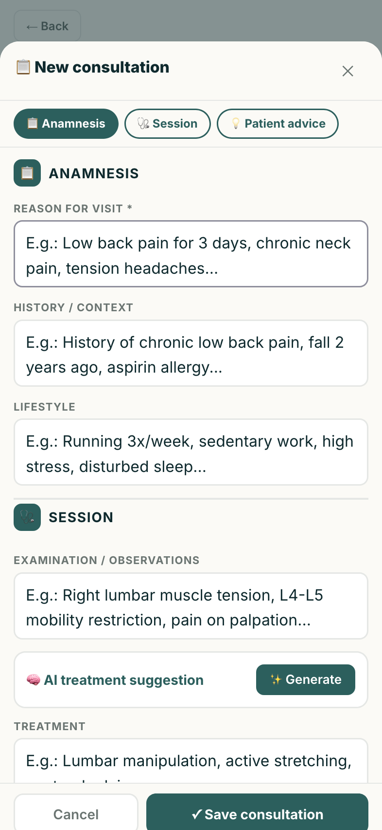 Medikor mobile consultation interface for healthcare practitioners