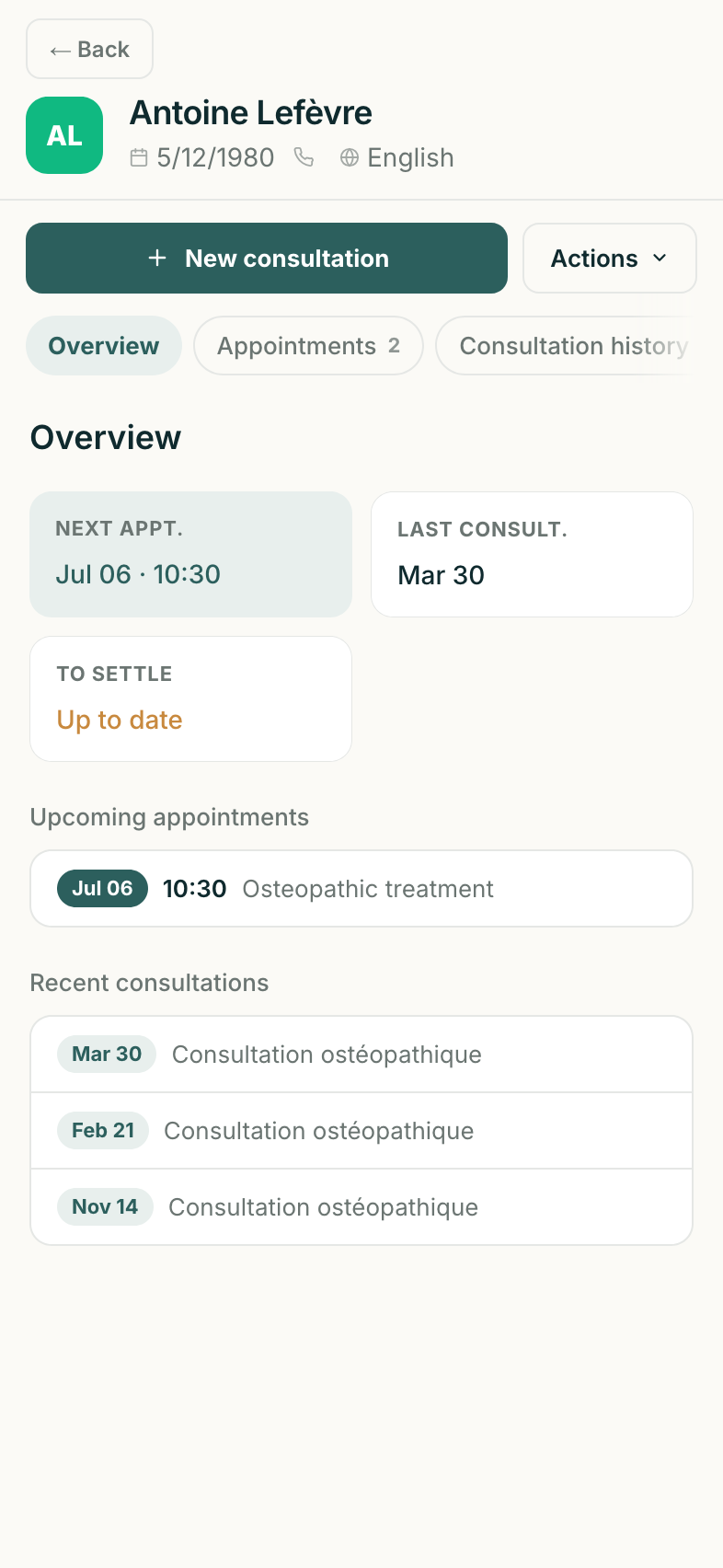 Medikor mobile patient file view for quick access to patient records